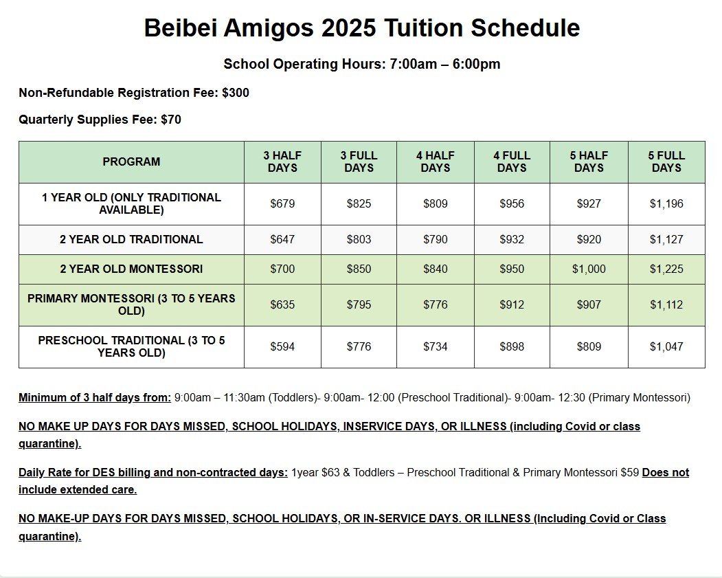 Mandarin and Spanish Immersion | Tuition